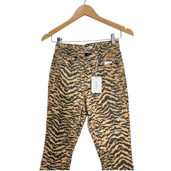 Good American High Waist Skinny Jeans Size 4 Crop Tan Brown Zebra NWT - Picture 3 of 6